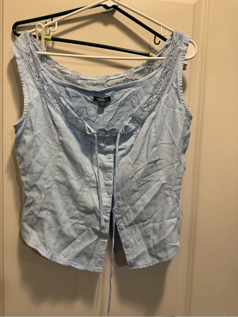 & Other Stories Light Blue Lace-Trim Button Front Camisole